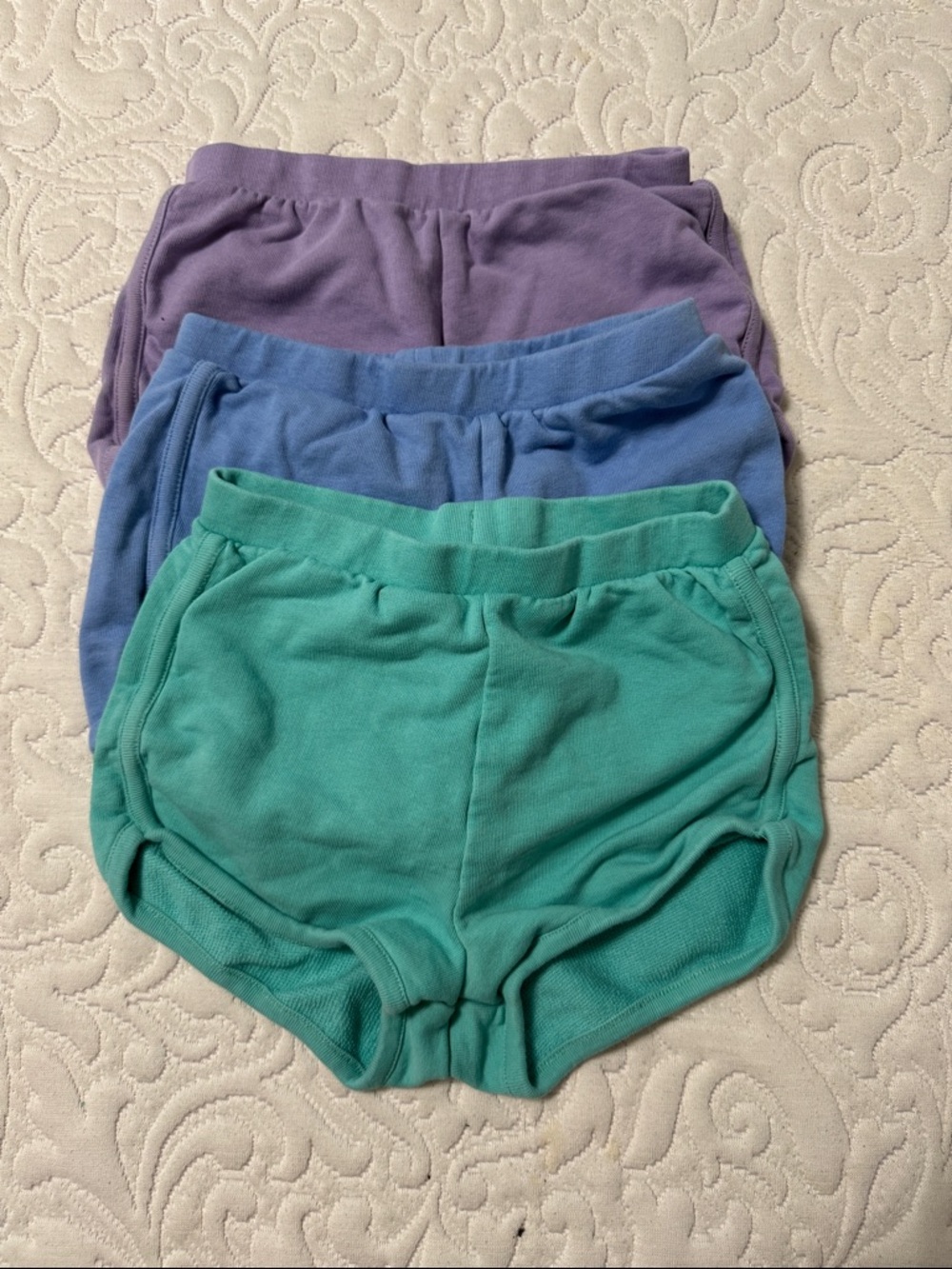 Hanna Andersson Dolphin Shorts Trio — Teal, Periwinkle & Lavender Size 5